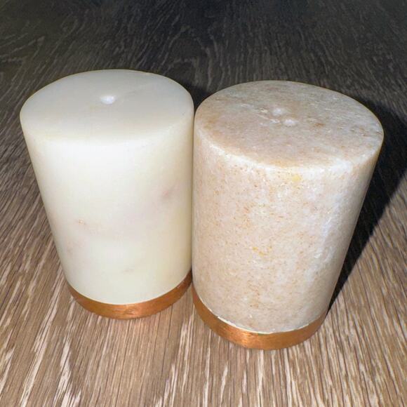 Creative Co-Op Marble Salt Pepper Shakers Set Rose Gold Quartz Geode - Picture 2 of 4